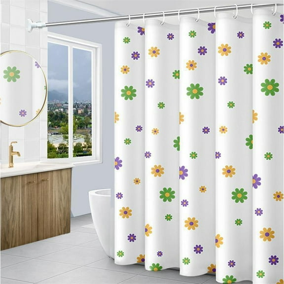 IMossad Shower Curtain Liner, PEVA Purple Flower Shower Liner, 71x47 inch with Grommet Holes & 3 Magnetic Weights