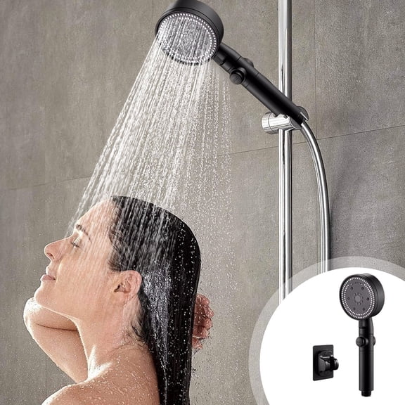 IMossad Shower Head,High Pressure 8-mode Handheld Shower Head with Wall Brackets,ON/OFF Switch for Bath,Tile & Pets Cleaning