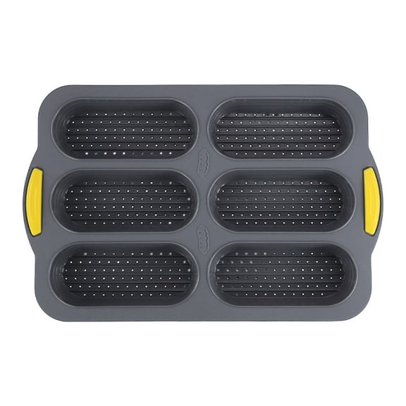 IMossad Silicone Bread Baguette Moulds - 6-Cavity Nonstick Baking Pan, Hot Dog Silicone Molds, Durable & Easy to Clean