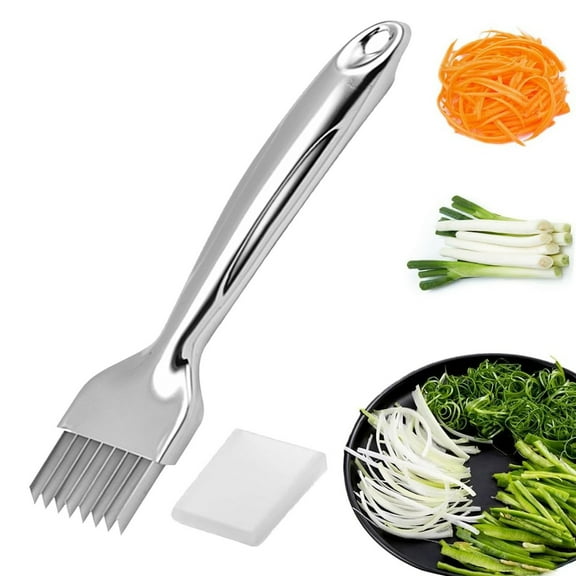 IMossad Stainless Steel Chopped Green Onion Knife, Kitchen Tool Slice Cutlery Vegetable Cutter Sharp Scallion Cutter Shred Knife, for Kitchen Cutting Vegetables Onion Garlic Slicing Tool