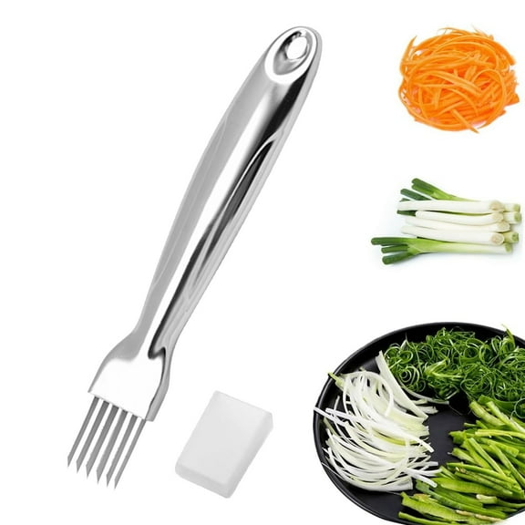 IMossad Stainless Steel Chopped Green Onion Knife, Kitchen Tool Slice Cutlery Vegetable Cutter Sharp Scallion Cutter Shred Knife, for Kitchen Cutting Vegetables Onion Garlic Slicing Tool