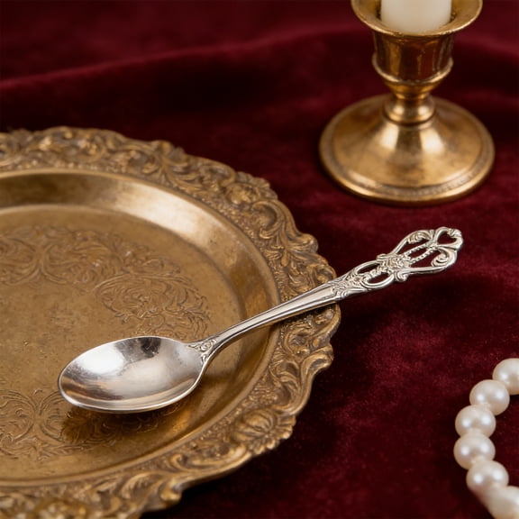 IMossad Stainless Steel Dessert Spoon, Vintage Long Handle Hollow Handle Tableware for Ice Cream, Pudding, Yogurt, Coffee, Tea, Kitchen and Dining Use