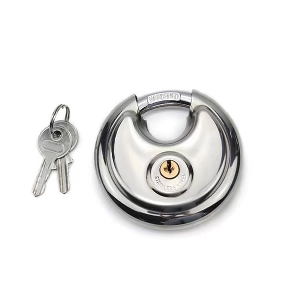 IMossad Stainless Steel Round Cake Lock with All Copper Heart Padlock and Chain for Warehouse Doors