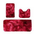 thumbnail image 1 of IMossad Thicken 3 Piece Bathroom Rug Set,U-Shaped Contour Rug, Mat and Toilet Lid Cover,Water Absorbent Soft Microfiber Shaggy Bathroom Mat,for Tub, Shower, Bath Room,Machine Washable (Red), 1 of 7