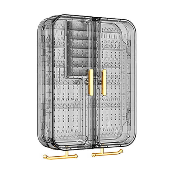 IMossad Transparent Wall Mounted Jewelry Organizer - No Drilling Necklace Storage Hanging Cabinet - Bedroom Earring and Ring Decor Display Rack