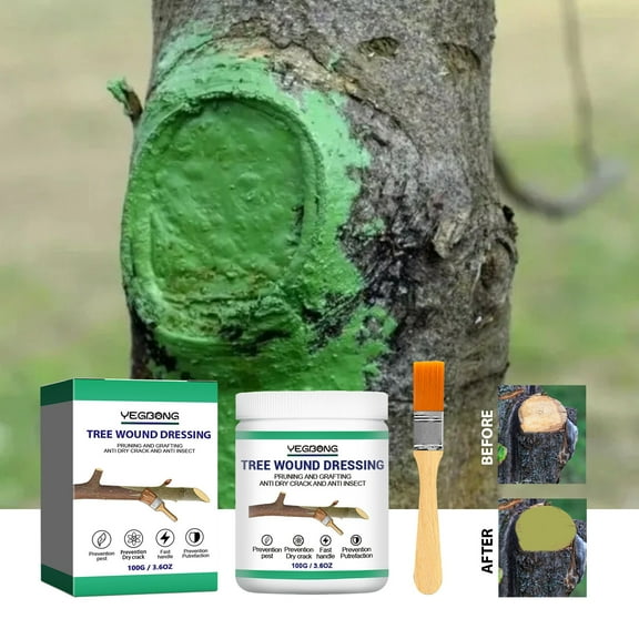 IMossad Tree Wound Pruning Sealer, Tree Wound Dressing with Brush, Tree Wound Sealer Healing Paste,Quick Recovery of Tree and Bonsai (1 PCS)
