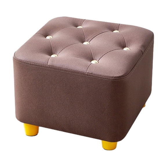 IMossad Tufted Foot Stool, Faux Leather Footrest with Legs, 9''H, Rectangle Foot Stools with Non-Slip Pads, Sofa Footstool
