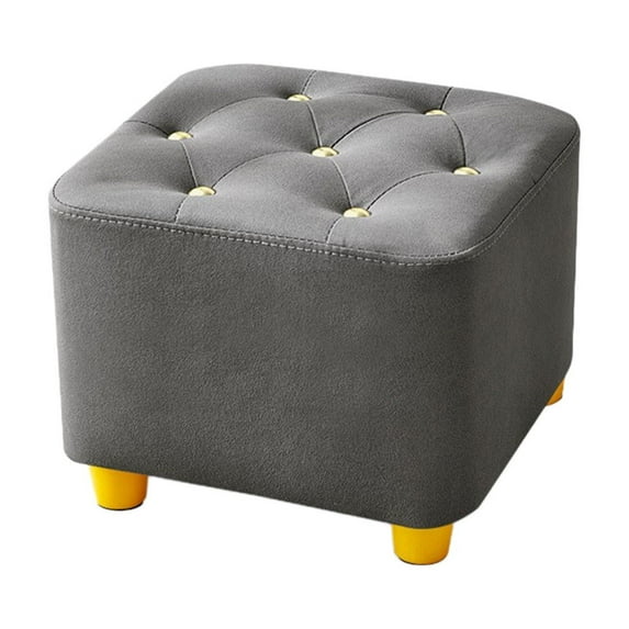 IMossad Tufted Foot Stool, Faux Leather Footrest with Legs, 9''H, Rectangle Foot Stools with Non-Slip Pads, Sofa Footstool