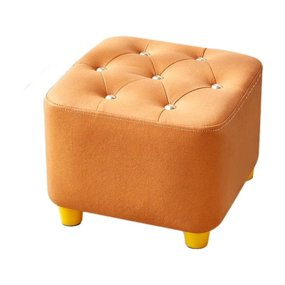 IMossad Tufted Foot Stool, Faux Leather Footrest with Legs, 9''H, Rectangle Foot Stools with Non-Slip Pads, Sofa Footstool