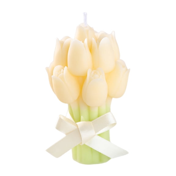 IMossad Tulip Bouquet Scented Candle, Wax Decorative Candle for Home, Wedding, Spa, or Gift, Floral-Inspired Ornament for Table, Shelf, or Special Occasions