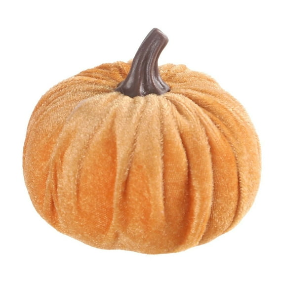 IMossad Velvet Fabric Pumpkin Decoration, Soft Plush Harvest Ornament for Halloween Thanksgiving Fall Desktop or Table Decor