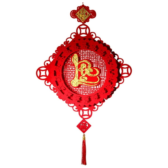 IMossad Vietnamese New Year Decorations 2025 - Blessing Tassel Paper Fan, Lunar New Year Hanging Ornament, Red & Gold Design for Spring Festival