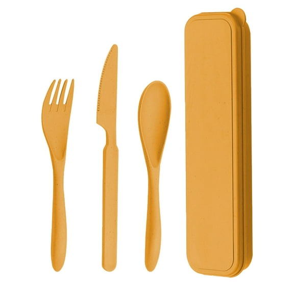 IMossad Wheat Straw Knife, Fork, and Spoon Three-piece Set - Convenient Camping Tableware, Perfect for Outdoor Activities and Children's Gifts