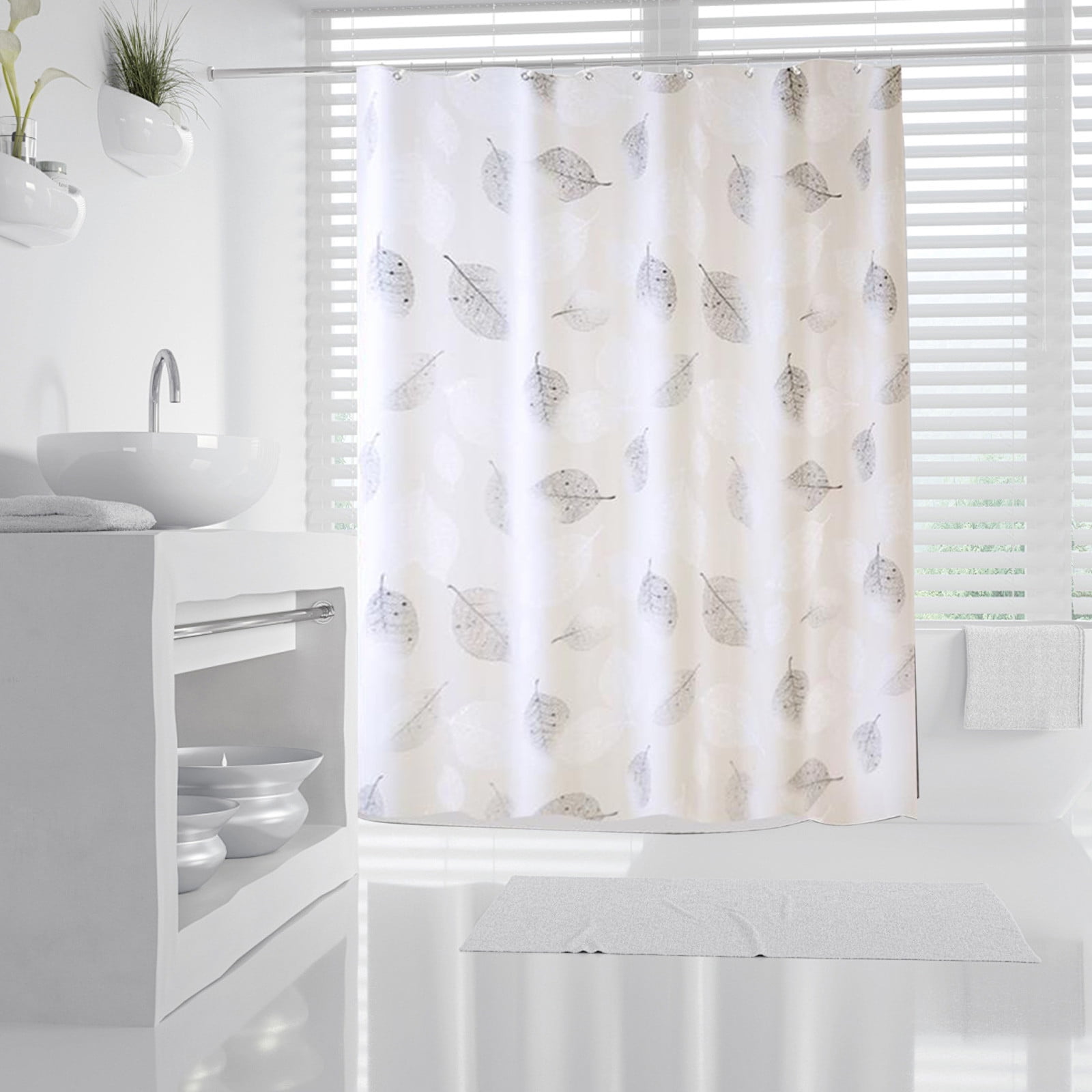 River Dream White Shower Curtain - Water Repellent, Sheer Window, 71x74 Inches, No Liner Needed