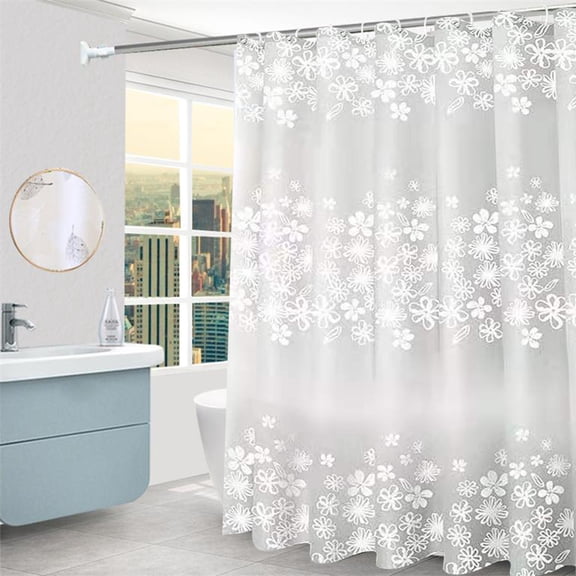 IMossad White Fabric Shower Curtain or Liner with Sheer Window, No Snap in Liner Needed,Machine Washable