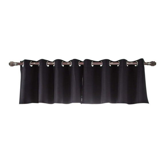IMossad Window Treatment Kitchen Valance - Room Darkening Plain Solid Grommet-Top Valance Curtain for Kitchen Window (Black, 29 inches Wide x 14 inches Long)