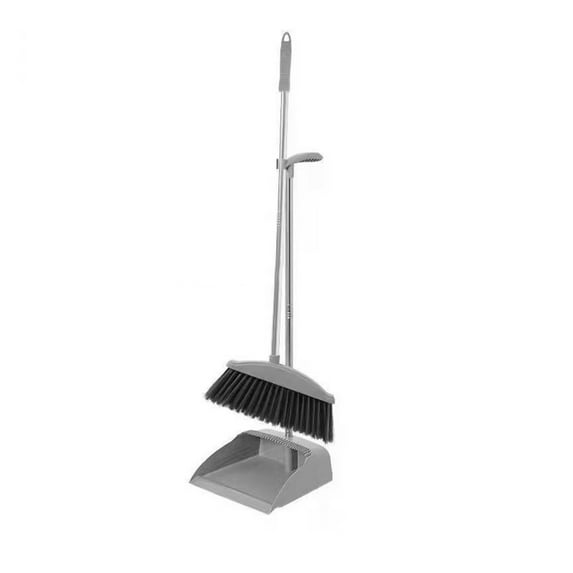 IMossad Brooms Indoor 180 Rotatable Standing Storage Buckle Type Brooms and Dustpan Set with Scraping Teeth and Scraper Cleaning Suitable for Home