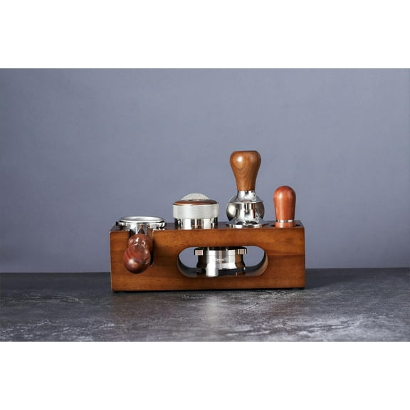 IN 1 Espresso Tamping Station with Adjustable Portafilter Holder and Organizer