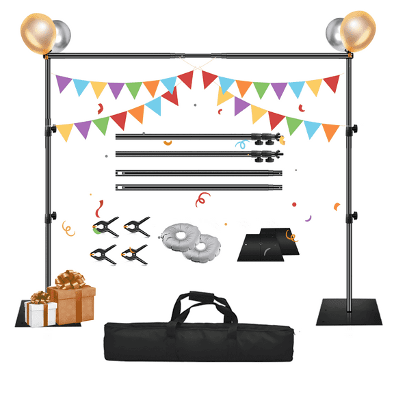 EMART Backdrop Stand, 6.5×10ft Adjustable Background Support Kit with Steel Base for Photography, Party, Events