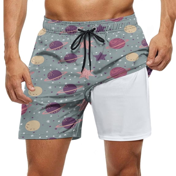 IN Cute Print Pattern Swim Trunks-1
