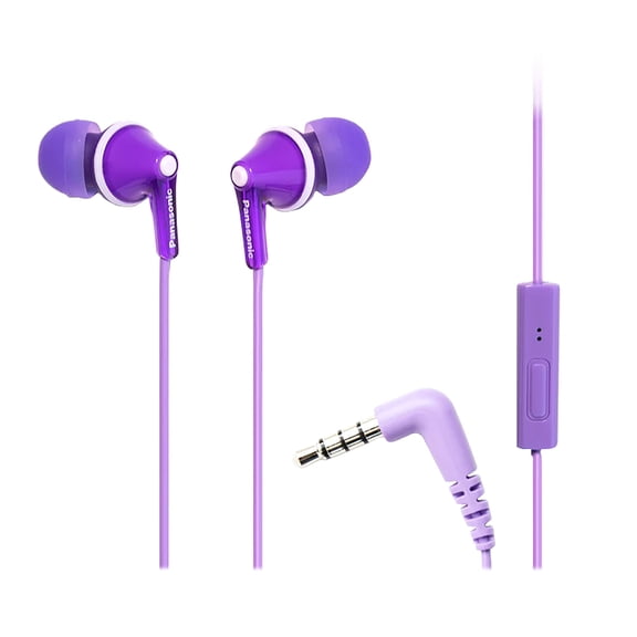 Panasonic ErgoFit Earbud Headphones with Microphone and Neodymium Drivers, RP-TCM125 (Purple)