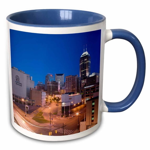 IN, Indianapolis View with Chase Tower - US15 WBI0093 - Walter Bibikow 11oz Two-Tone Blue Mug mug-90318-6