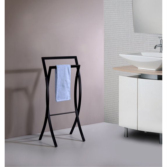 IN Room Furniture Designs 10.75" Contemporary Metal Towel Rack in Black