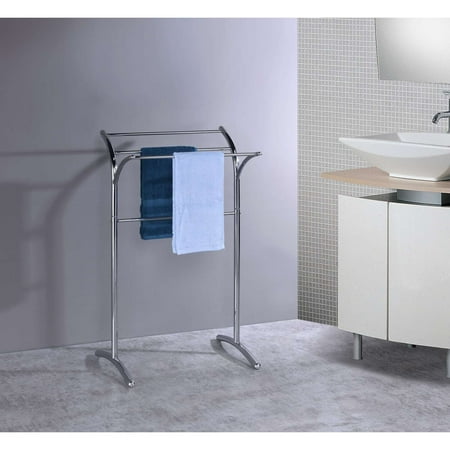 IN Room Furniture Designs 36"x19" Transitional Metal Towel Stand in Chrome