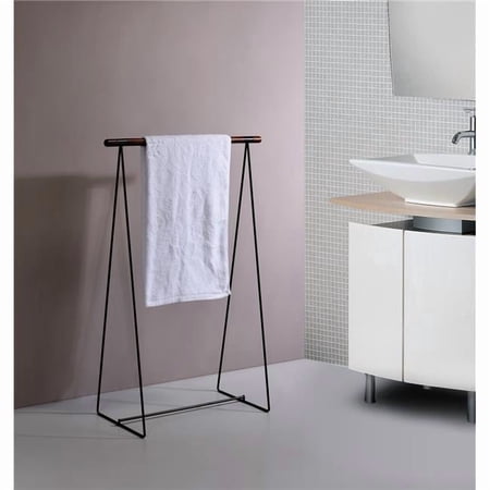 IN Room Furniture Designs Contemporary Metal Towel Rack in Black/Walnut