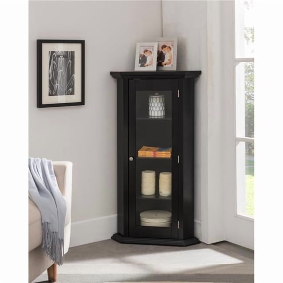 IN Room Furniture Designs Traditional Wood and Glass Console Table in Black