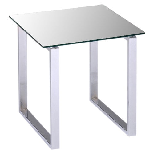 IN Room Furniture Designs Transitional Glass End Table in Chrome
