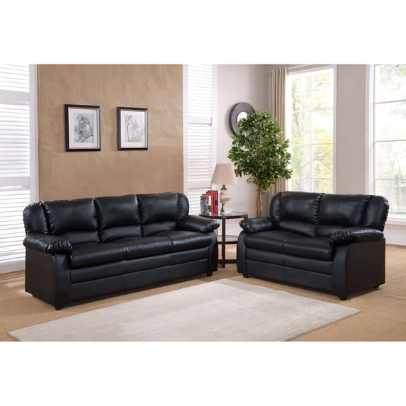 IN Room Furniture Designs Transitional Solid Wood Sofa in Black