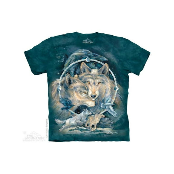 IN SPIRIT I AM FREE 2X Cotton Wolves T-Shirt Blue/Green Adult Men's Women's Short Sleeve T-Shirt