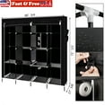 thumbnail image 1 of [IN STOCK] Portable Clothes Closet Rolling Door Wardrobe with Hanging Rack Non-Woven Fabric Storage Organizer with Three Drawer Boxes No-Tool Assembly, 1 of 3