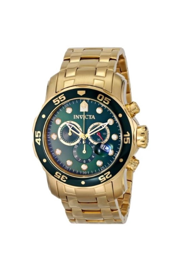 IN00 Mens Swiss Pro Diver Large Heavy Gold Tone Stainless Steel Watch