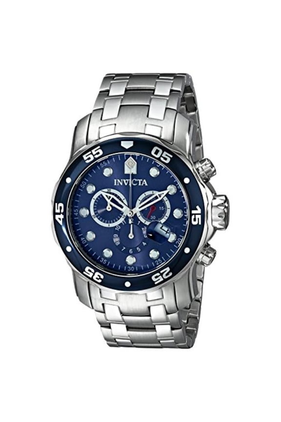 IN00 Mens Swiss Pro Diver Large Heavy Stainless Steel Chronograph Date Watch