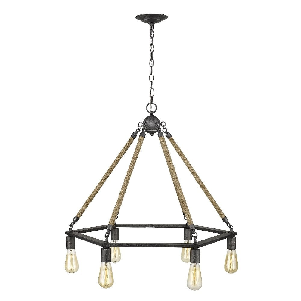 Holden 30" Antique Gray Steel 6-Light Chandelier
