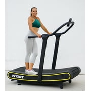 IN10CT Manual Curved Exercise Treadmill, Black and Yellow