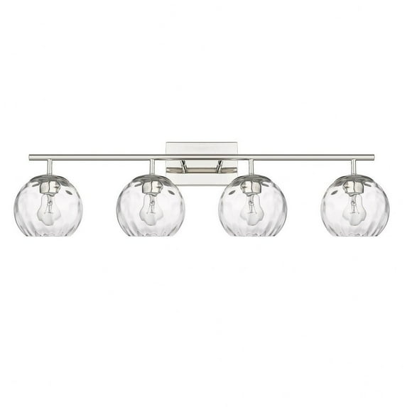 Mackenzie 4 - Light Polished Nickel Glam Incandescent Glass And Steel Wall Sconce