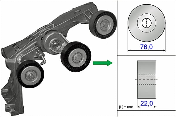 Schaeffler INA FT40431, BDC FEAD tensioner, Compatible with Mercedes-Benz A160 00-05, B200 06-11