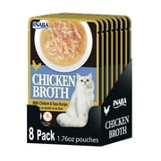 INABA Chicken Broth Complement/Topper/Treat for Cats, Eight 1.76 oz Pouches, Chicken & Tuna