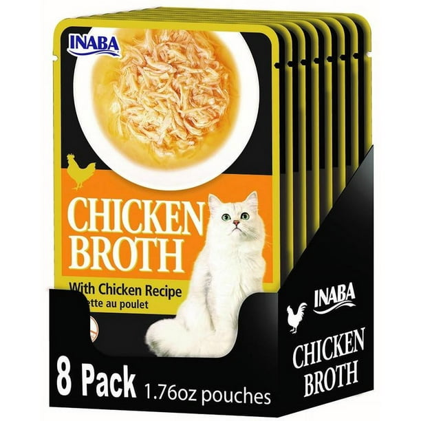 INABA Chicken Broth Complement Topper Treat for Cats Eight 1.76 oz Pouches Chicken Walmart Business Supplies
