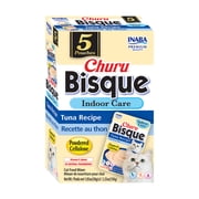 INABA Churu Bisque Hairball Control Lickable Wet Cat Topper, 1.05 oz Pouch, 5 Pouches, Tuna