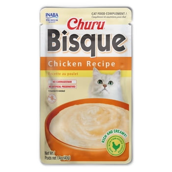 INABA Churu Bisque Lickable Wet Cat Topper, 1.4 oz Pouch, Chicken