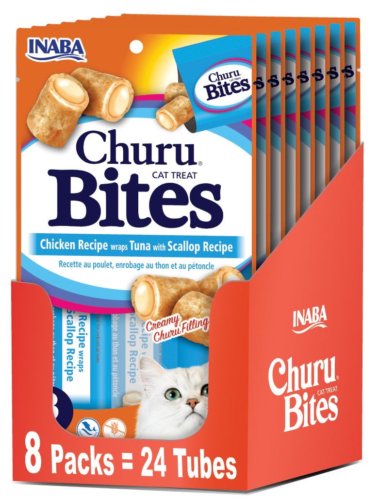 INABA Churu Bites, Soft Cat Treats, 0.35 oz Tube, 24 Tubes, Tuna with