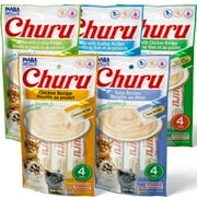 INABA Churu Creamy, Lickable Purée Cat Treat w Taurine, 0.5 oz, 20 Tubes, Tuna & Chicken Variety