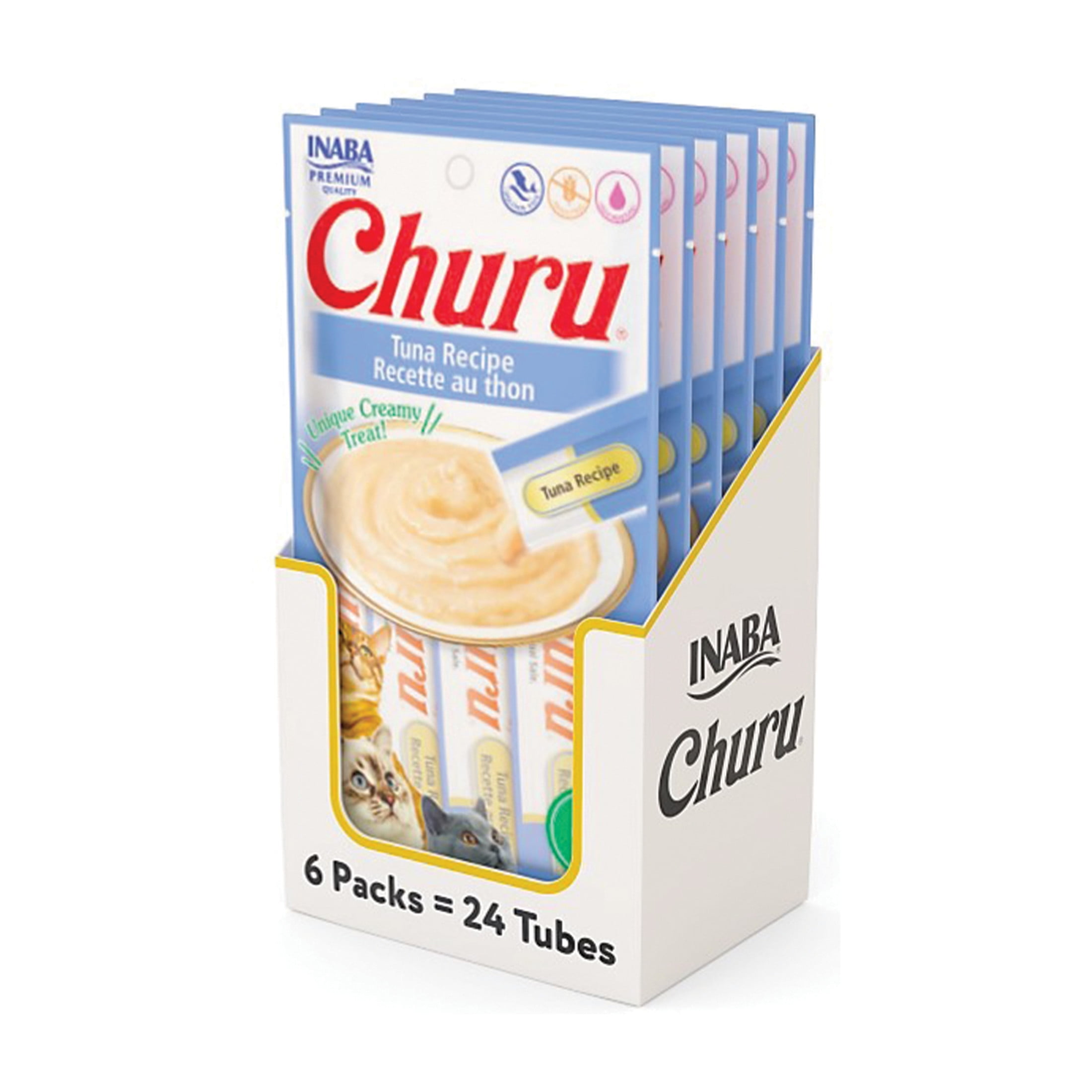INABA Churu Creamy, Lickable Purée Cat Treat w Taurine, 0.5 oz, 24 Tubes, Tuna Recipe