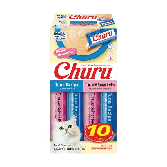 Inaba Churu Creamy, Lickable Wet Cat Treats, 0.5 oz, 10 Tubes, Tuna Variety
