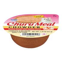 INABA Churu Meal Chowder Adult Wet Cat Food, 2.29 oz cup, Chicken Recipe with Salmon Flavor