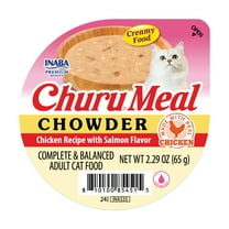 INABA Churu Meal Chowder Adult Wet Cat Food, Chicken Recipe with Salmon Flavor, 2.29 oz cup